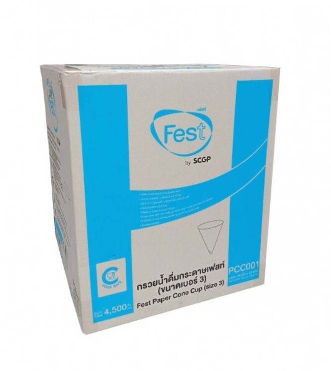 กรวยกระดาษดื่มน้ำ FEST    4,500 ใบ/ลัง